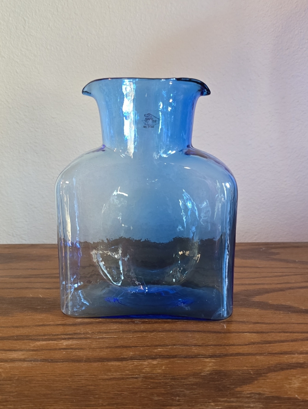 Vintage Blenko Glass Pitcher Tote 14